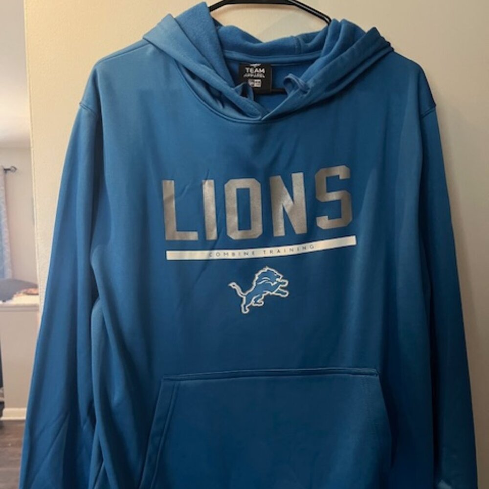 Men's Detroit Lions NFL Combine Authentic Big Stage Pullover Hoodie Size LARGE